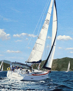 Painting of a yacht called Cassiopeia