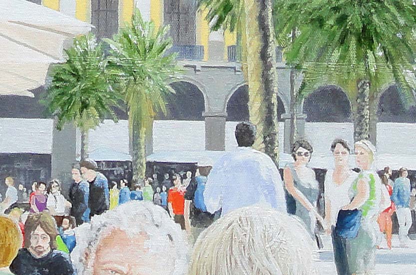 Placa Reial Barcelona painting vibrant Spanish city art