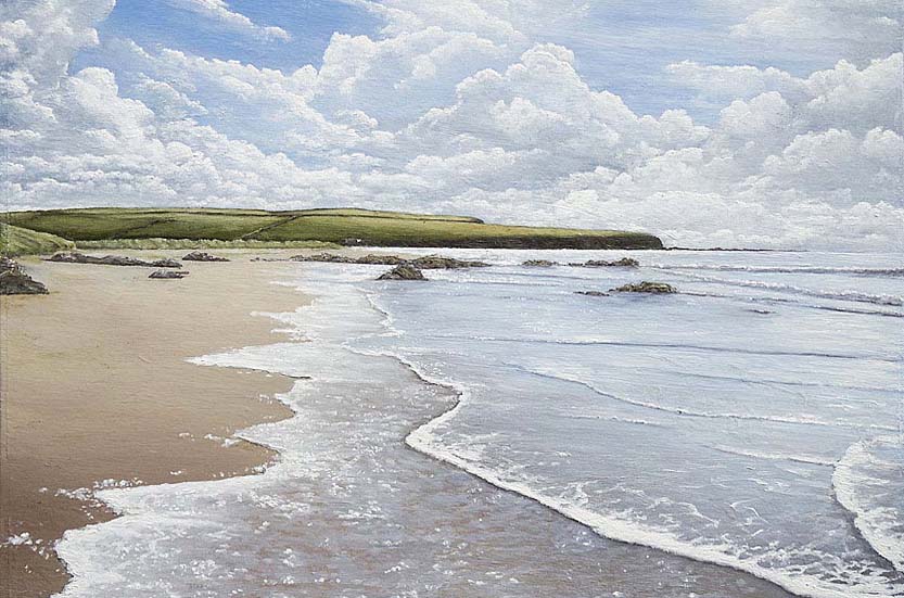 Bantham Beach South Hams beach painting by Mark Woollacott