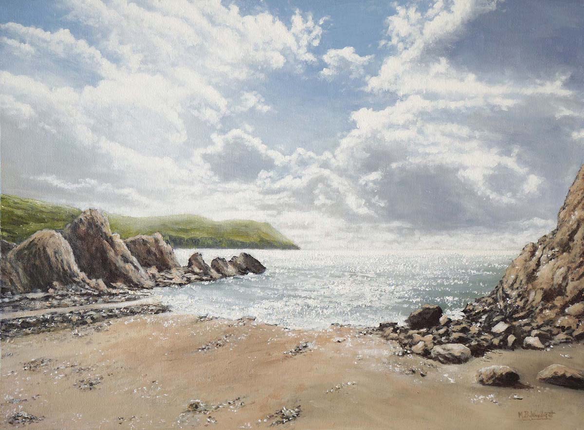 Hope Cove Sparkling Light painting for collectors with interests in wealth management and art investment