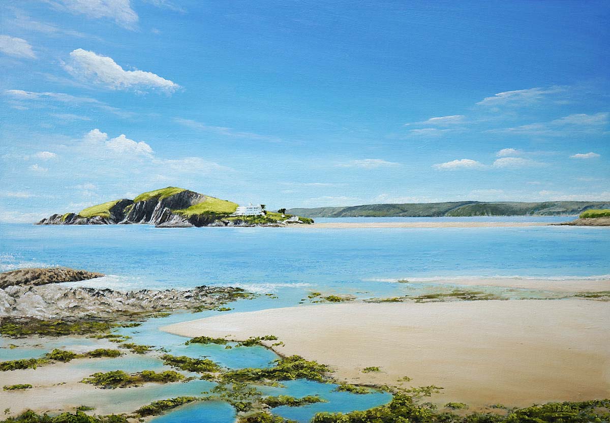 painting of Burgh Island, South Hams, collectable contemporary coastal art