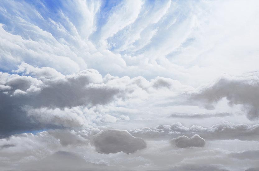 The Luminous Sky panoramic cloud painting by artist Mark Woollacott